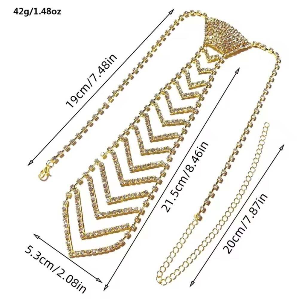 Gold Tone Chevron Lariat Necklace - Picture 4 of 4